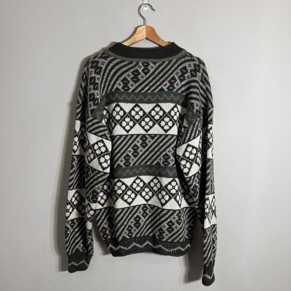 Vintage Geometric Eclectic Grandpa Sweater Pullover Men's Large 90s Retro Comfy - Picture 3 of 12